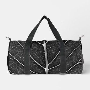 Sac De Sport Feuille lumineuse noir et blanc en gros plan