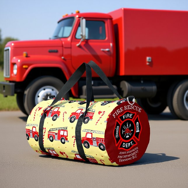 Sac De Sport Fire Truck Candy Cane Personalized (Créateur téléchargé)