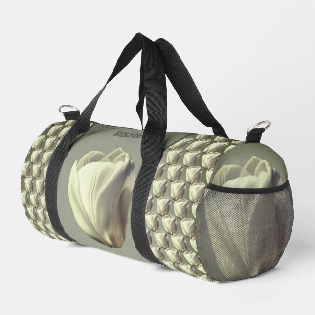 Sac De Sport Fleur de tulipe blanche unique personnalisée (Coin droit)