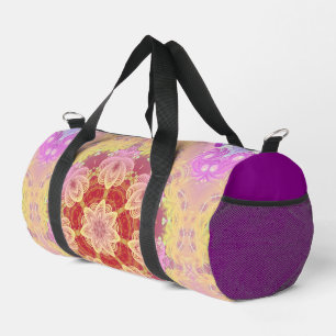 Sac De Sport Fleur fractale géométrique rose jaune