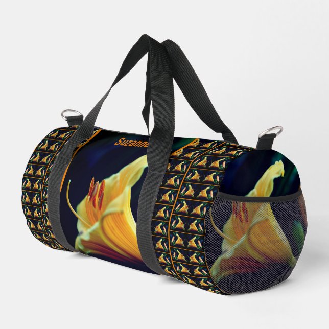 Sac De Sport Fleur jaune Abstraite personnalisée (Coin droit)