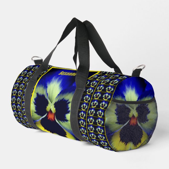 Sac De Sport Fleur Pansy Bleu Personnalisé (Coin droit)