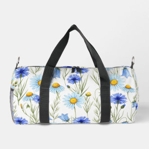 Sac De Sport Fleur sauvage aquarelle bleue