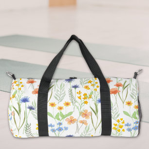 Sac De Sport Fleur sauvage aquarelle orange vert 