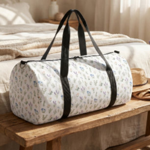 Sac De Sport Fleur Sauvage Botanique Bleu Lavande Floral Boho 