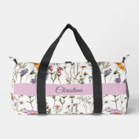Fleur sauvage rose violet aquarelle monogramme nom