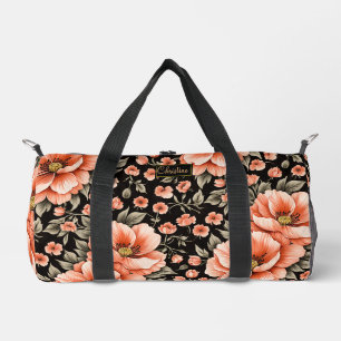 Sac De Sport Fleurs de corail sur noir