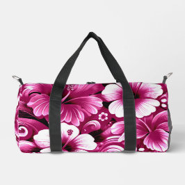 Sac De Sport Fleurs hawaïennes tropicales Hibiscus rose blanc