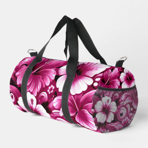 Sac De Sport Fleurs hawaïennes tropicales Hibiscus rose blanc