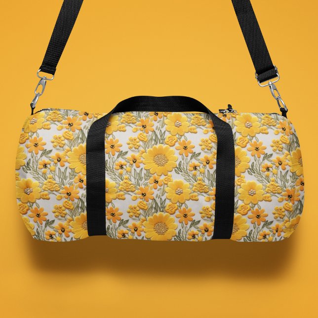 Sac De Sport Fleurs Jaunes Faux Rebrodé Flore (Créateur téléchargé)