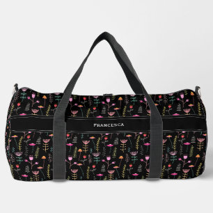 Sac De Sport Fleurs sauvages de néon, monogramme personnalisé