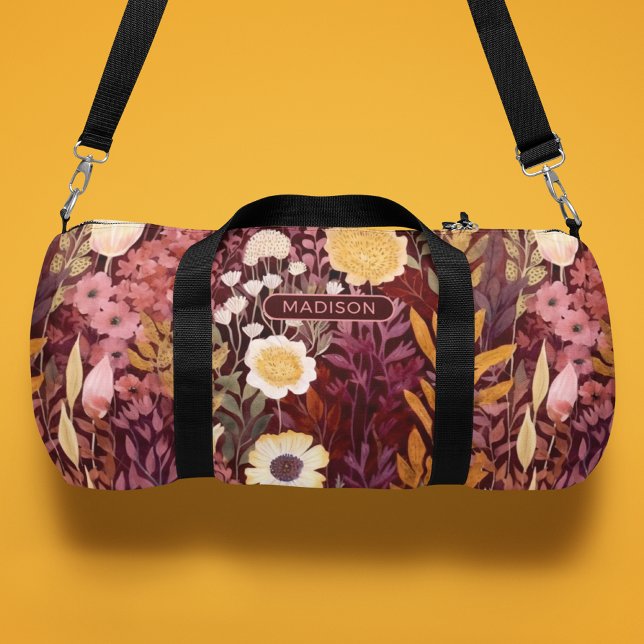 Sac De Sport Fleurs sauvages Motif Nom personnalisé (Créateur téléchargé)