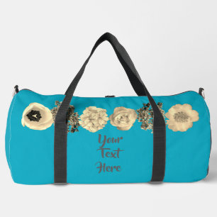 Sac De Sport Fleurs sépia sarcelle rétro vintage
