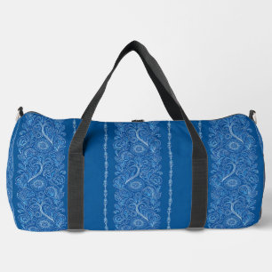 Sac de sport floral élégant en bleu et blanc