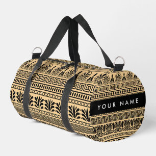 Sac De Sport Fret grec, Clé de méandre mixte, Brown, Votre Nom