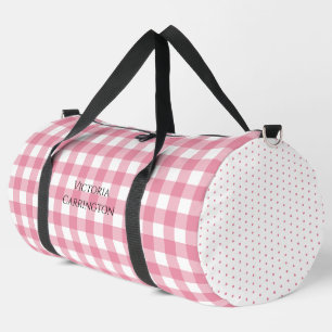 Sac De Sport Gingham rose à pois personnalisé vintage 