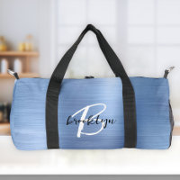 Glam Blue Metal Brossé Monogramme Noir Blanc