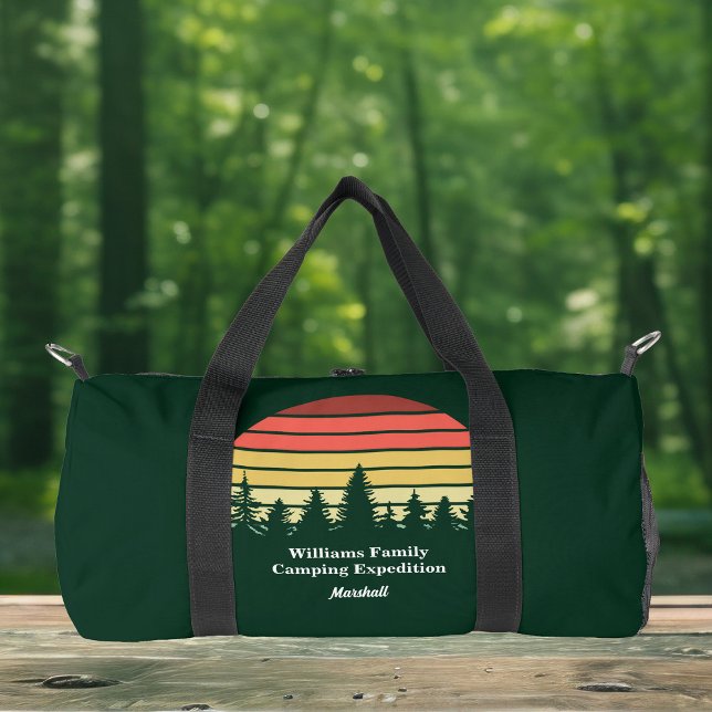 Sac De Sport Green Forest Sunset Camping Trip Personnalisable (Créateur téléchargé)