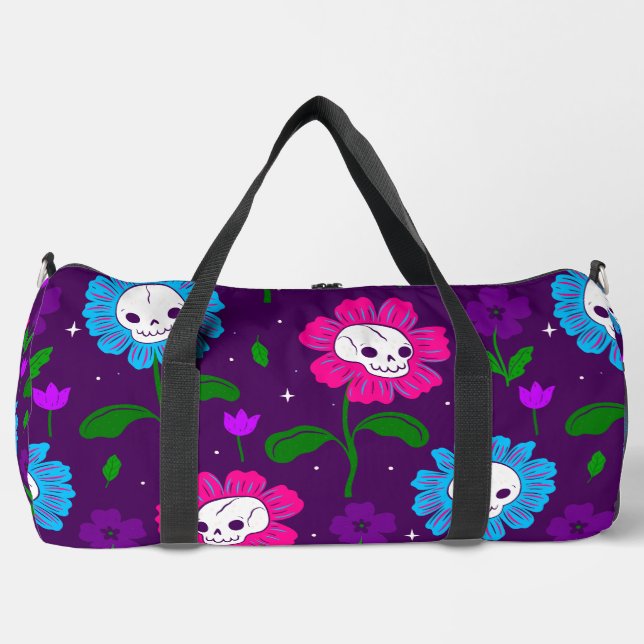 Sac De Sport halloween crâne floral fleurs pourpre (Recto)