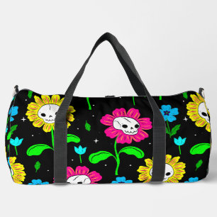 Sac De Sport halloween floral crâne fleurs noir