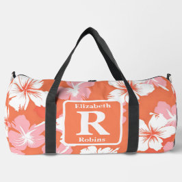 Sac De Sport Hibiscus de pêche tropicale personnalisé Monogramm