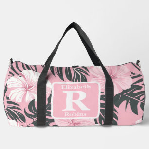 Sac De Sport Hibiscus rose tropical personnalisé Monogramme