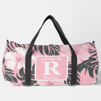 Sac De Sport Hibiscus rose tropical personnalisé Monogramme