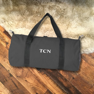 Sac De Sport Initiales de monogramme nom gris gris blanc