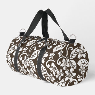 SAC DE SPORT ISLAND PLUMERIA MOTIF EN CAFÉ BROWN