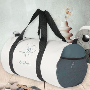 Sac De Sport Ivory Coastal Blue Floral Line Art Minimaliste Zen