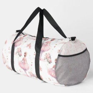 SAC DE SPORT JOLIES BALLERINES ROSES À L'AQUARELLE AVEC FLEURS