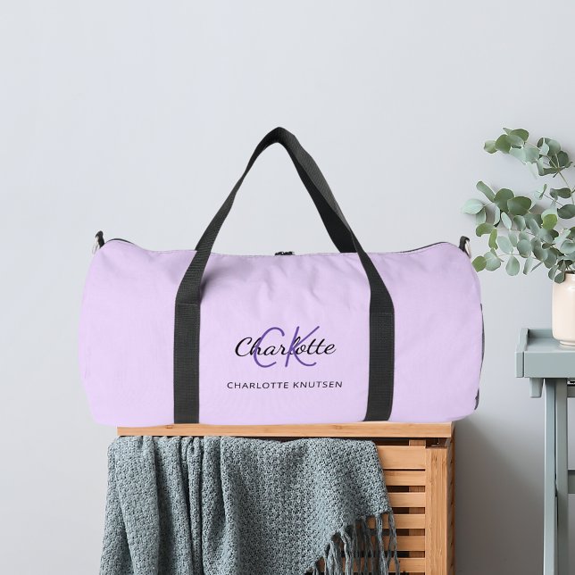 Sac De Sport Lavande violet monogramme initiales nom moderne (Créateur téléchargé)
