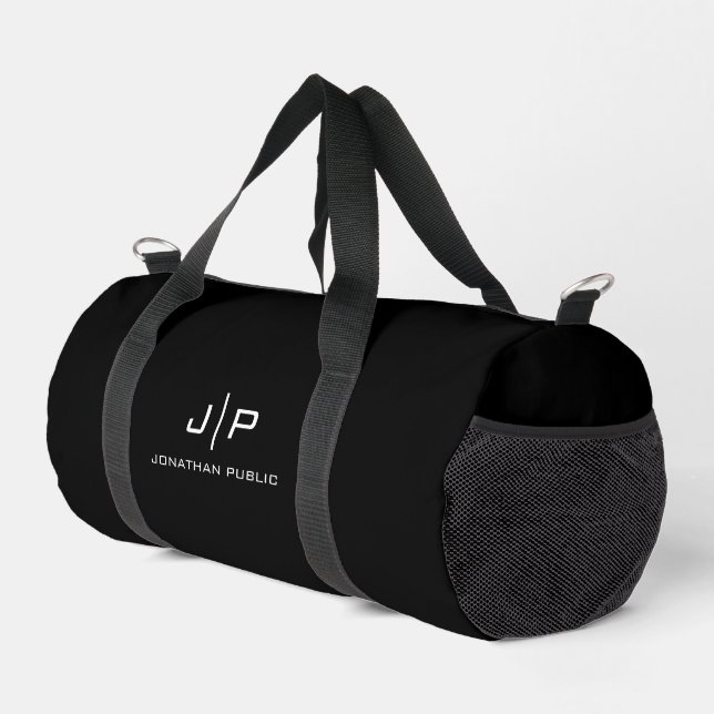 Sac De Sport LETTRE INITIALE Modèle Personnalisée NOIR (Coin droit)