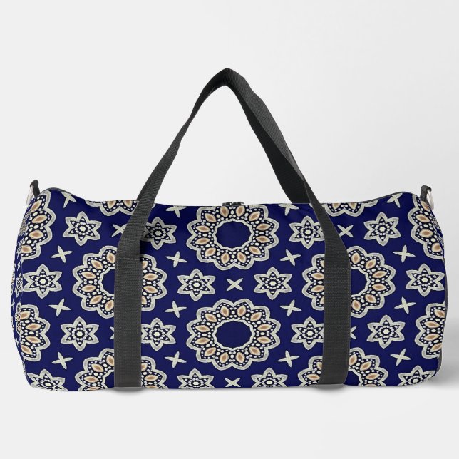 Sac De Sport Marine, Blanc & Or Abstrait Dot Art (Recto)