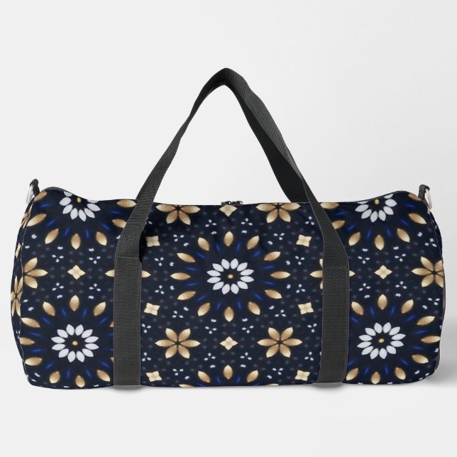 Sac De Sport Marine, Blanc & Or Abstrait Dot Art (Recto)