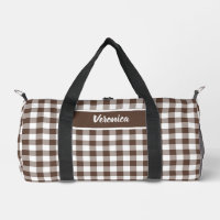 Marron Chocolat Carreaux Gingham Personnalisé