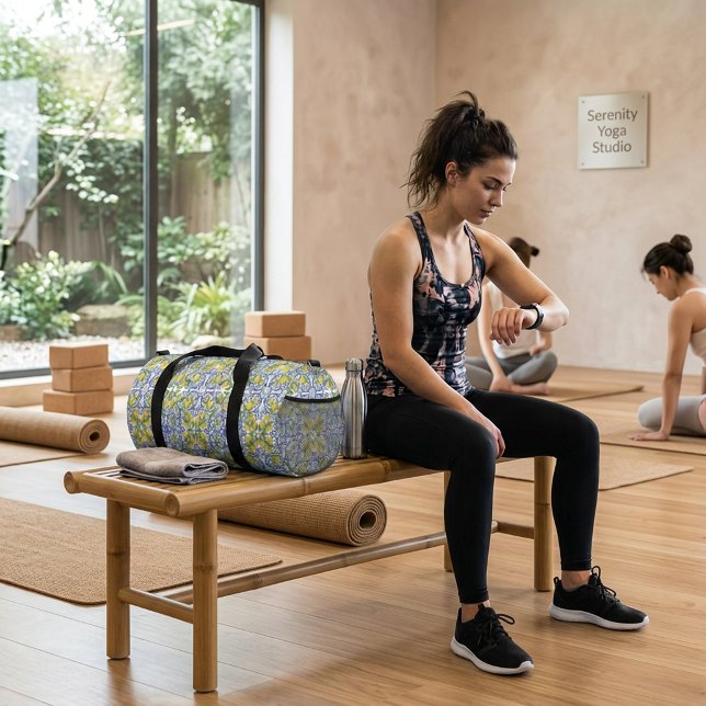 Sac De Sport Mediterranean Blue Citrus Lemon Tile Pattern (Mediterranean Blue Citrus Lemon Tile Pattern Duffle Bag )