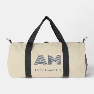 Sac De Sport Minimaliste Bleu Marin Monogramme Petit Personnali