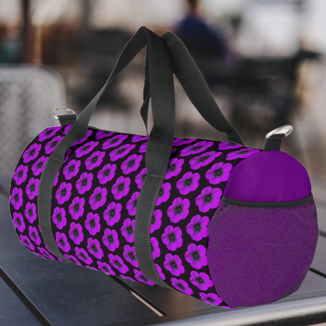 Sac De Sport Modèle floral de géranium violet sur violet (Créateur téléchargé)