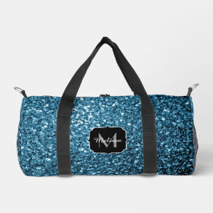 Sac De Sport Monogramme bleu clair faux parties scintillant