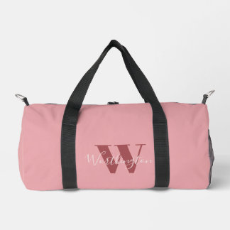 Sac De Sport Monogramme de fille et nom rose roux