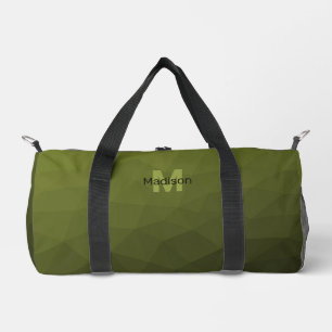 Sac De Sport Monogramme du motif de maillage géométrique vert d