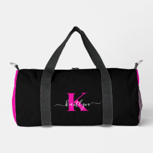 Sac De Sport Monogramme élégant noir rose vif écriture