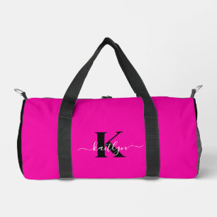 Sac De Sport Monogramme élégant noir rose vif écriture