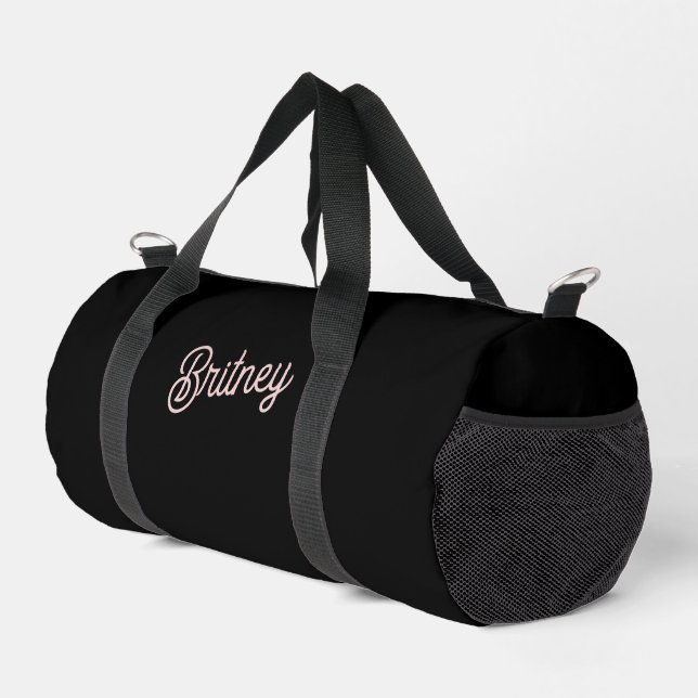 Sac De Sport Monogramme et nom rose pâle moderne (Coin droit)