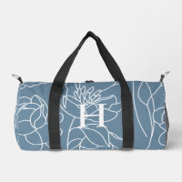 Monogramme Fleur Sauvage Aquarelle Violet Bleu