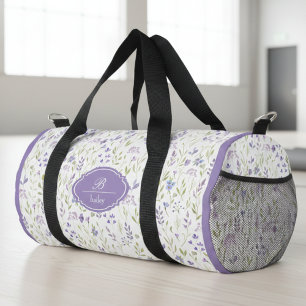 Sac De Sport Monogramme floral violet personnalisé