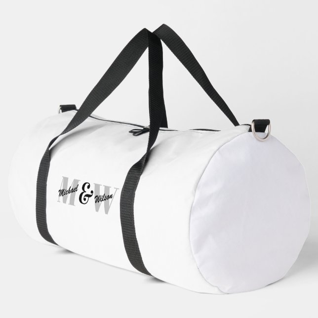 Sac De Sport Monogramme initial noir et blanc personnalisé (Coin gauche)