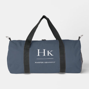 Sac De Sport Monogramme Moderne Minimaliste Marine Nom monogram