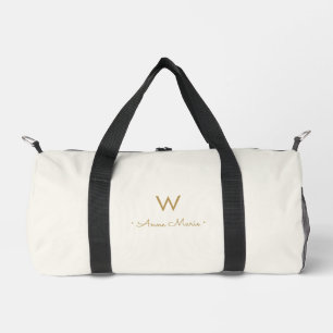 Sac De Sport Monogramme Moderne Or Écriture Script